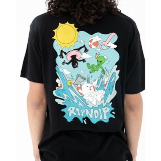 เสื้อยืดแขนสั้น พิมพ์ลายแมว RIPNDIP SUMMER SPLASH TEE สไตล์อเมริกัน