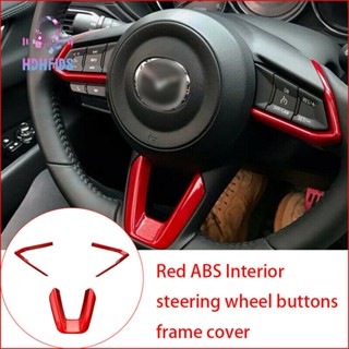 ฝาครอบปุ่มพวงมาลัยรถยนต์ ABS สีแดง สําหรับ Mazda 3 Mazda 6 CX-4 CX-5 CX-9 2016-2019(3 ชิ้น)