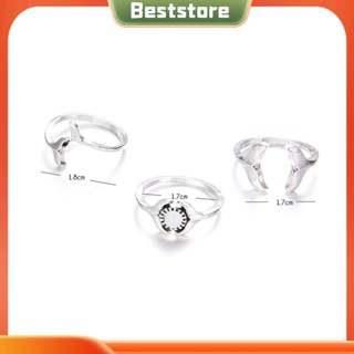 Beststore|  เครื่องประดับ แหวนนิ้วมือ รูปหางปลาวาฬ ประดับอัญมณีเทียม แฟชั่นสําหรับผู้หญิง 3 ชิ้น ต่อชุด