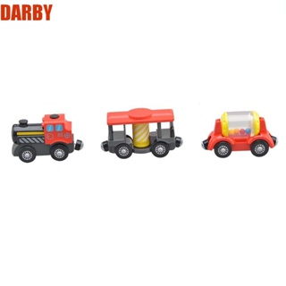 Darby ชุดของเล่นรถไฟไฟฟ้า รางรางรถไฟ บ้านของเล่น แบตเตอรี่ ไม้ DIY เด็กวัยหัดเดิน ของเล่นเด็ก