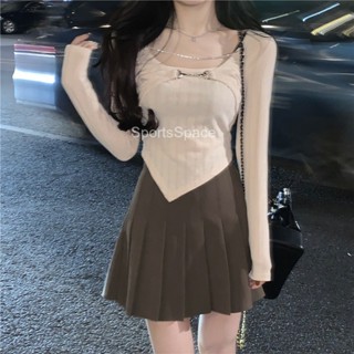 [SportsSpace] เสื้อยืดแขนยาว รัดรูป สองชิ้น สําหรับผู้หญิง