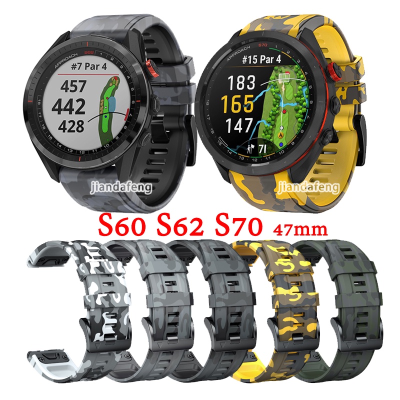 สายนาฬิกาข้อมือซิลิโคน ลายพราง สําหรับ Garmin Approach s62 s60 s70 47 มม.