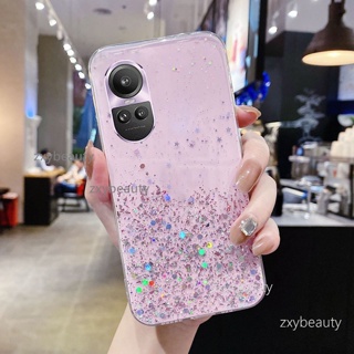  เคสโทรศัพท์มือถือแบบนิ่ม ใส แต่งกลิตเตอร์ดาว สําหรับ oppo reno 10 pro Plus + 5G reno10 10pro+ 2023 reno10pro