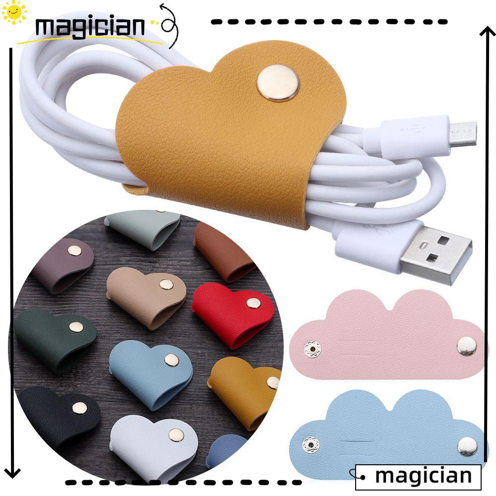 Magic ที่ม้วนเก็บสายเคเบิ้ล หูฟัง สายชาร์จ แบบหนัง ลายการ์ตูนน่ารัก หลากสี 1 ชิ้น
