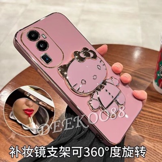 เคสโทรศัพท์มือถือนิ่ม ลาย KT น่ารัก พร้อมขาตั้งกระจก สําหรับ OPPO Reno10 Pro+ Pro Plus A78 4G 5G Reno 10 10Pro Reno10Pro+ 2023 OPPOA78