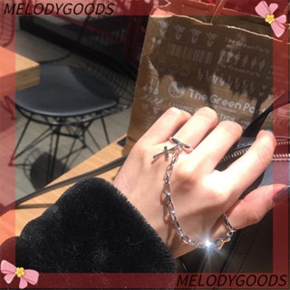 MELODG แหวนแฟชั่นสายโซ่ สไตล์ฮิปฮอป แบบปรับได้