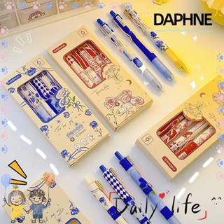 DAPHNE ปากกาเจล แบบกด สําหรับเขียนลายเซ็น 6 ชิ้นต่อชุด