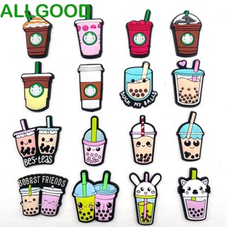 Allgoods ตัวติดรองเท้า ลายการ์ตูน ของขวัญเด็ก สําหรับตกแต่งรองเท้า กาแฟ เครื่องดื่ม 2 ชิ้น