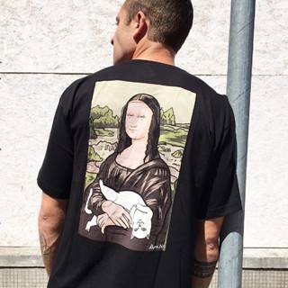 Ripndipnermalisatee เสื้อยืดแขนสั้น พิมพ์ลาย Mona Lisa หน้ายิ้ม สําหรับคู่รัก 0723