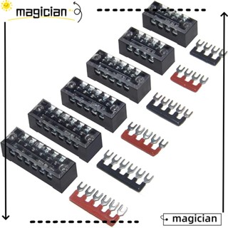 Mag บล็อกเทอร์มินัล 600V 15A พร้อมฝาครอบ 400V 15A 4 5 6 ตําแหน่ง สีดํา แดง 6 ชุด