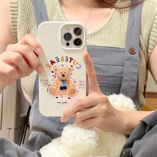 เคสโทรศัพท์มือถือซิลิโคน TPU นิ่ม กันกระแทก ลายการ์ตูนหมีน่ารัก สีขาว สําหรับ iPhone 14 13 12 11 Pro Max