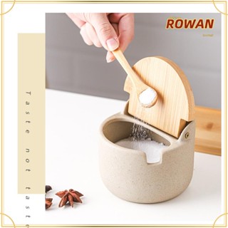 Rowans หม้อปรุงรส ฝาไม้ไผ่ หม้อเก็บเครื่องปรุง เกลือ น้ําตาล เซรามิค เครื่องเทศ ห้องครัว