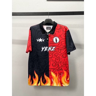 เสื้อกีฬาแขนสั้น ผ้าไมโครไฟเบอร์ ลาย Baju Raya 2023 RETRO YENZ MAX FLAME ขนาดเล็ก