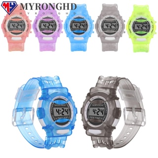 Myronghd นาฬิกาข้อมือดิจิตอล สายซิลิโคน สีแคนดี้ สําหรับเด็ก