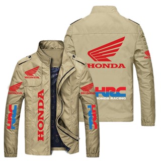 HONDA HRC LOGO jacket motorcycle shop custom work clothes CBR1000RR ADV150 CBR600RR X-ADV350 CB1100 GL1800 VARIO125 FORZA350 CM500 NC750X CB650F CB500X outdoor driving loose thin cardigan stand collar windbreaker