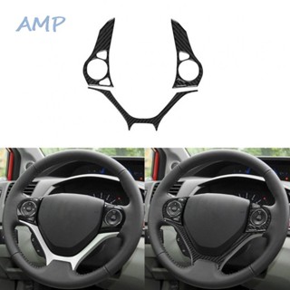 ⚡BABYCITY-TH⚡4-Piece Black Carbon Fibre Internal Steering Wheel Cover For Honda Civic 2013-15⚡NEW 7