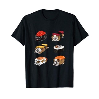 Sushi English Bulldog Funny T Shirt MotherS Day Gift New Fashion Men/Men Tops Tees Movie T-Shirt Large Size XS-4XL-5XL-