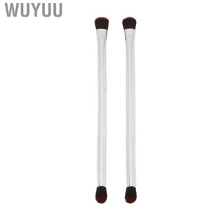 Wuyuu Makeup Brush  Double Ended Ergonomic Cosmetic Tool Silver Eyeshadow Safe for Makeop Artist Travel