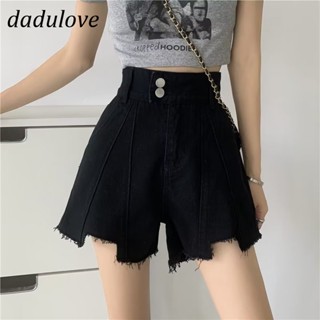 DaDulove💕 New American Ins High Street Raw Edge Denim Shorts Niche High Waist Wide Leg Pants Large Size Hot Pants