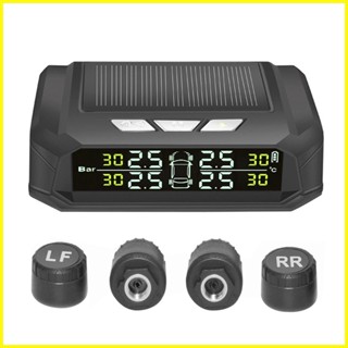 ระบบตรวจสอบความดันลมยาง TPMS ไร้สาย พลังงานแสงอาทิตย์ RV TPMS พร้อมจอแสดงผล LCD 4 เซนเซอร์ TPMS สําหรับรถพ่วง เดินทาง demeath