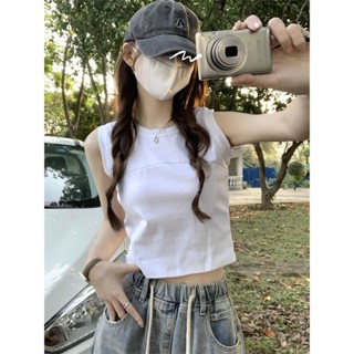 เสื้อกล้าม คอกลม แขนกุด สไตล์เกาหลี แฟชั่นฤดูร้อน สําหรับผู้หญิง