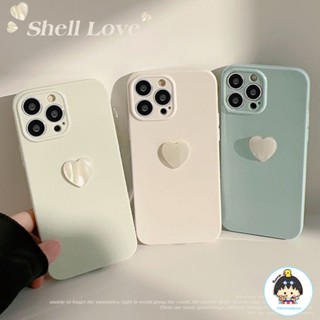 เคสโทรศัพท์มือถือ TPU แบบนิ่ม ลายหัวใจ 3D สีพื้น ป้องกันเลนส์กล้อง สําหรับ iPhone 11 12 13 14 Pro Max