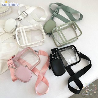 Ssunshine กระเป๋าสะพายข้าง ผู้หญิง PVC ใส กระเป๋าถือเยลลี่