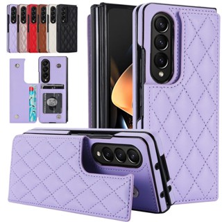 เคสโทรศัพท์มือถือหนัง ฝาพับ พร้อมช่องใส่บัตร ตั้งได้ หรูหรา สําหรับ Samsung Galaxy Z Fold 5 4 3 5G