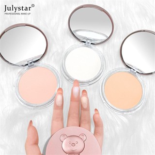 JULYSTAR Cace Bear Pressed Powder Makeup Powder Biscuit Powder Oil Control Concealer Lasting Authentic Waterproof Matte Novice Student Loose Powder