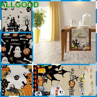 Allgoods ผ้าปูโต๊ะ ผ้าลินิน ลายฟักทอง ค้างคาว กันลื่น ซักได้ สําหรับตกแต่งโต๊ะ