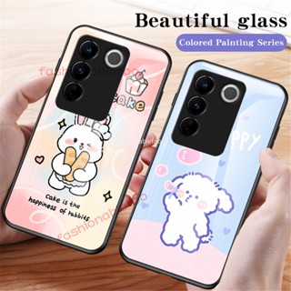 เคสโทรศัพท์มือถือกระจกนิรภัย TPU นิ่ม ขอบแข็ง กันกระแทก สําหรับ Vivo V27 E V27e V 27e V27 pro V27pro