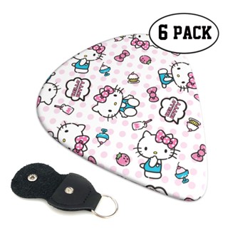 Sanrio Hello Kitty ปิ๊กกีตาร์ 6 แพ็ค - 0.71 มม. ปิ๊กกีตาร์ที่ไม่ซ้ํากัน ของขวัญสําหรับกีตาร์เบส ไฟฟ้า และอะคูสติก