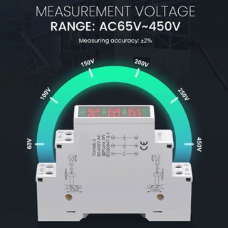 SaTine Shop 3 Phase AC Voltmeter Din Rail Mount LCD Digital Display Voltage Meter Electric Power 60‑450V