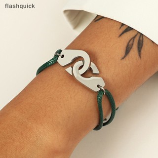 Flashquick สร้อยข้อมือเหล็กไทเทเนียม อินเทรนด์ เสน่ห์ เชือกหนัง สร้อยข้อมือผู้หญิง เครื่องประดับแฟชั่น อุปกรณ์เสริม ปาร์ตี้ ของขวัญ ดี