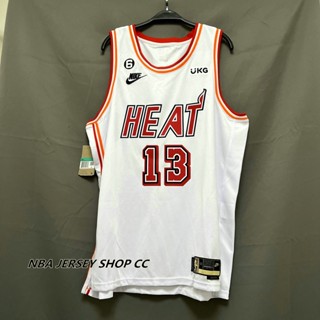 【คุณภาพสูง】ใหม่ ของแท้ NBA Miami Heat 2022-23 สําหรับผู้ชาย #13 เสื้อกีฬาแขนสั้น ลายทีม Bam Adebayo Classic Edition สีขาว