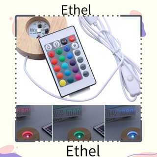 Ethel1 โคมไฟ LED ฐานไม้ ของขวัญ สําหรับตกแต่งบ้าน