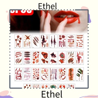 Ethel1 สติกเกอร์รอยสักชั่วคราว ลายฮาโลวีน สําหรับตกแต่งร่างกาย 30 ชิ้น