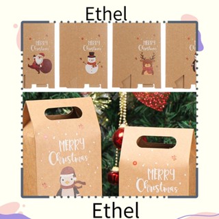 Ethel1 ถุงกระดาษคราฟท์ ลายซานต้า สโนว์แมน กวาง สําหรับใส่ขนมหวาน 12 ชิ้น