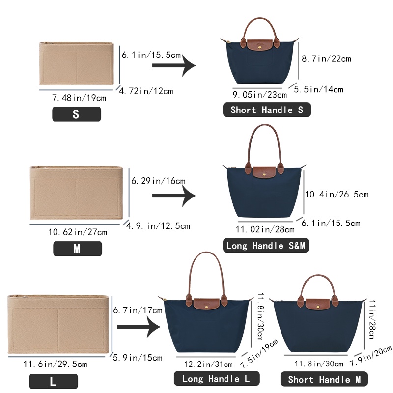 LONGCHAMP กระเป๋าถือ กระเป๋าเครื่องสําอาง ทรงโท้ท แบ่งช่องด้านใน สําหรับจัดระเบียบ