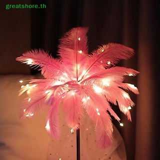 Greatshore โคมไฟตั้งโต๊ะ Led รูปขนนก ขนาดเล็ก สําหรับตกแต่งห้องนอนเด็กผู้หญิง TH