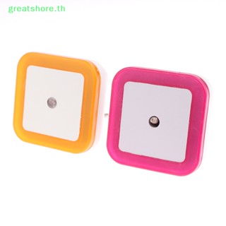 Greatshore โคมไฟกลางคืน LED ทรงสี่เหลี่ยม ขนาดเล็ก ปลั๊ก EU เซนเซอร์ควบคุมแสง สําหรับห้องนอนเด็ก ห้องนั่งเล่น