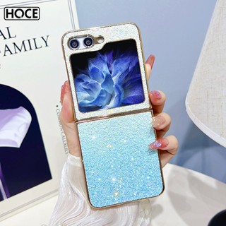 Hoce ZFlip5 เคสโทรศัพท์มือถือแบบแข็ง แต่งกลิตเตอร์ ไล่โทนสี หรูหรา สําหรับ Samsung Galaxy ZFlip4 ZFlip3 flip4 flip5 5G