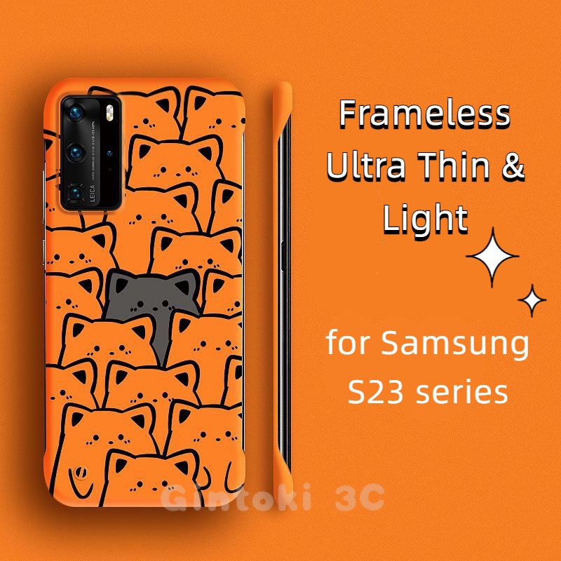 [ 11 สี ] เคสโทรศัพท์มือถือ PC แบบแข็ง บางพิเศษ ลายแมวน่ารัก สําหรับ Samsung Galaxy S23 Ultra S23 Plus S23