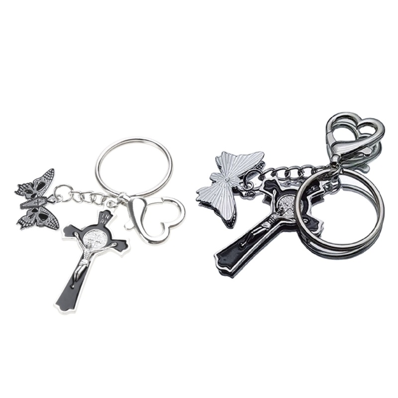 Miss* แฟชั่น Y2k พวงกุญแจผีเสื้อสําหรับผู้ชายผู้หญิงเทรนด์จี้พวงกุญแจ Rock