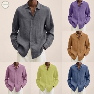 GORGEOUS~Male Blouse Sleeve Button Casual Spring Color Tops V-Neck Daily Winter Down