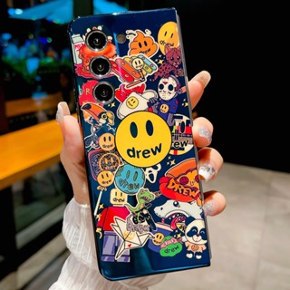 เคสโทรศัพท์มือถือ แบบฝาพับ กันกระแทก ลาย Drew Smile Boom น่ารัก สีฟ้า สีเหลือง สําหรับ Samsung Galaxy Z Fold 5 4 3 5G Z Fold5 Fold4 Fold3