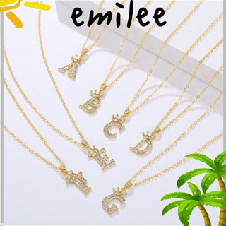 EMILEE สร้อยคอ ชุบทอง 18K จี้มงกุฎ 26 ตัวอักษร เหมาะกับของขวัญ สําหรับผู้หญิง