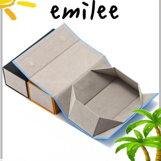 Emilee กล่องเก็บแว่นตา หนัง PU แบบพับได้ สี่มุม แบบพกพา ป้องกันการกดทับ สําหรับผู้ชาย