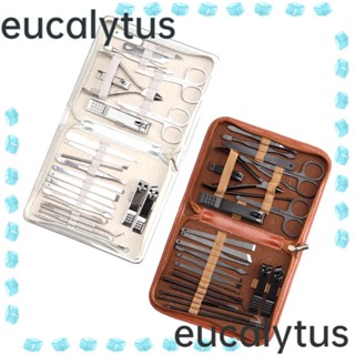 Eucalytus1 ชุดกรรไกรตัดเล็บ สเตนเลส พร้อมกระเป๋าจัดเก็บ และช้อนหู สําหรับดูแลเล็บมือ เล็บเท้า