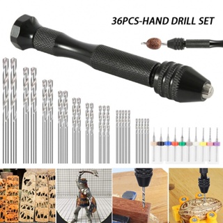 ⚡NEW 8⚡Hand Drill Bits Set Rotary 36 Pieces Jewelry Making Manual Keyless Chuck